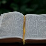 opened book with bookmark